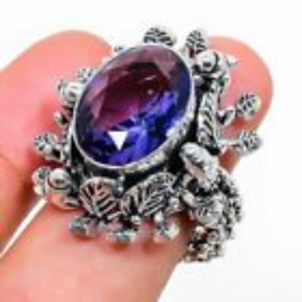 Amethyst Gemstone, 925 Silver Ring - image 1